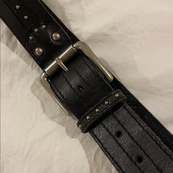 J. Jill Black Studded Leather Belt with Silver-Tone Buckle. M/L - Picture 1 of 5